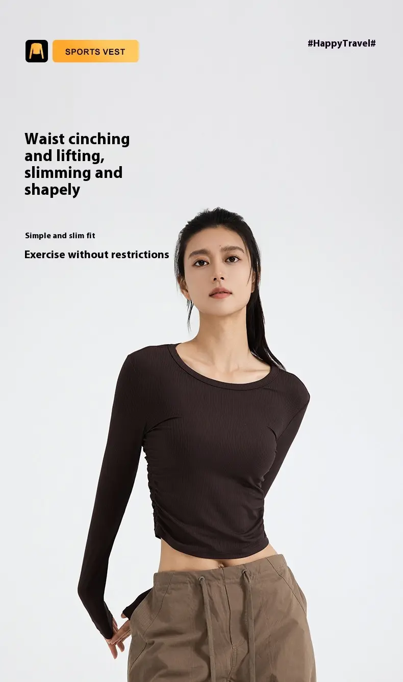 Juyitang autumn new slim yoga top breathable and thin waist yoga clothes long sleeves