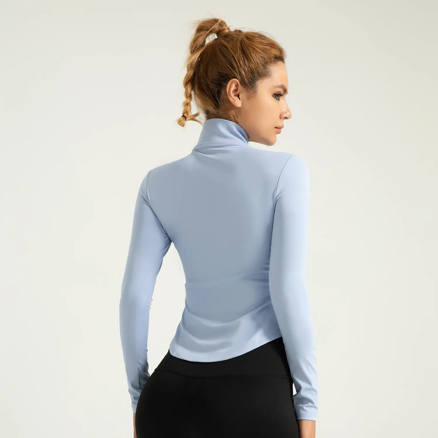 Sunscreen Zipper Yoga Clothing Naked Skin-friendly Skinny Traceless Breathable Sports Fitness Top Women