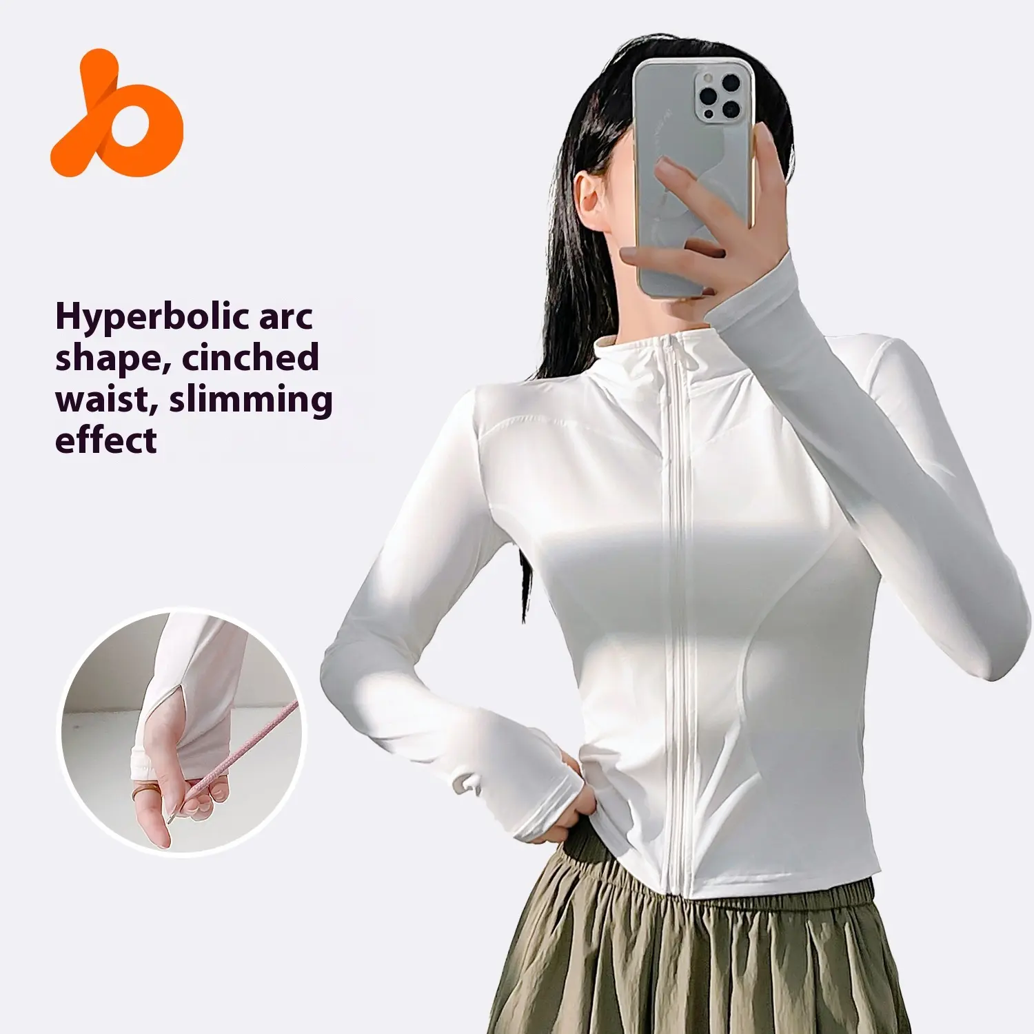 Juyatang sunscreen yoga clothes nude outdoor tight breathable sports fitness jacket top women