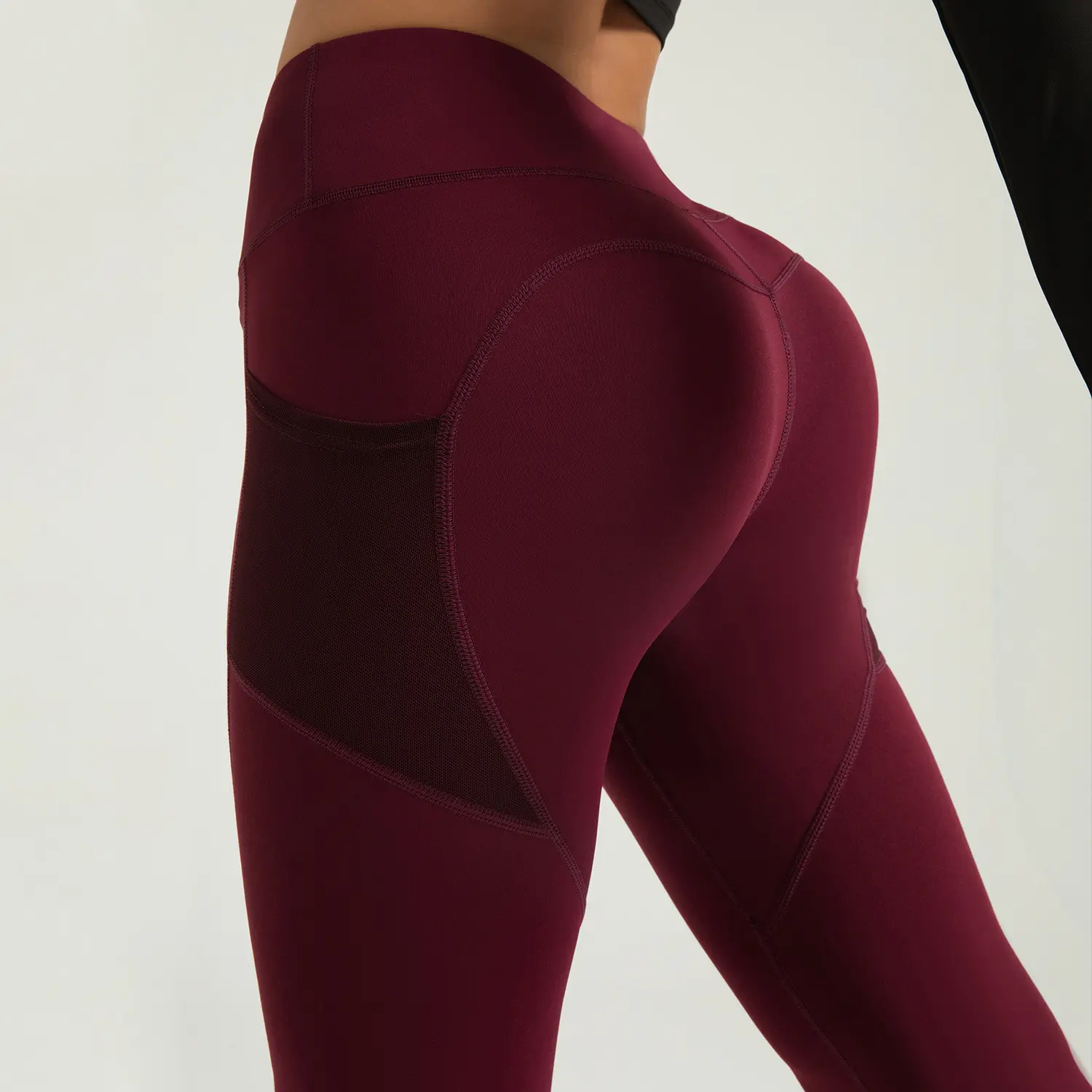 Juyi Hall Side Pocket Seven-point Yoga Pants Women's High Waist Gym Peach Hip Lift Fitness Pants Sports Leggings