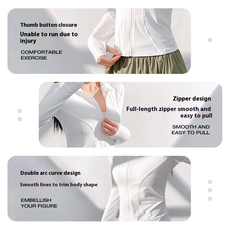 Juyatang sunscreen yoga clothes nude outdoor tight breathable sports fitness jacket top women