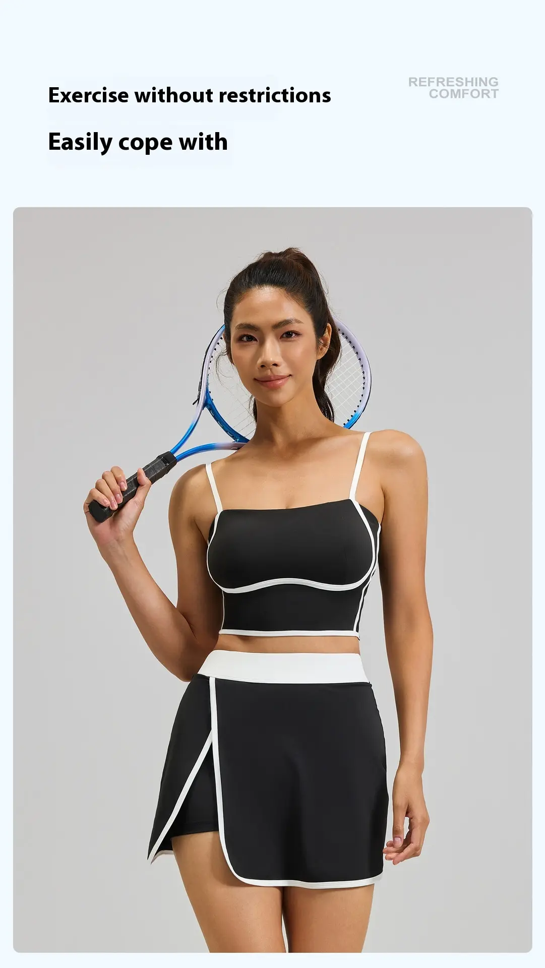 Juyatang linear yoga skirt fake two pieces anti-light built-in pocket fitness sports skirt