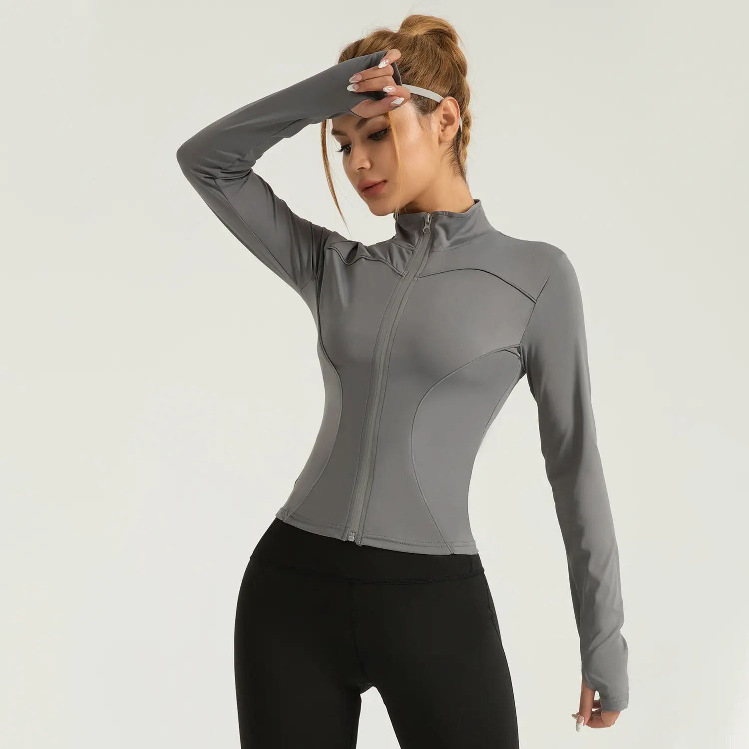 New line yoga jacket stand-up collar slim slim night running reflective sports jacket female fitness femme