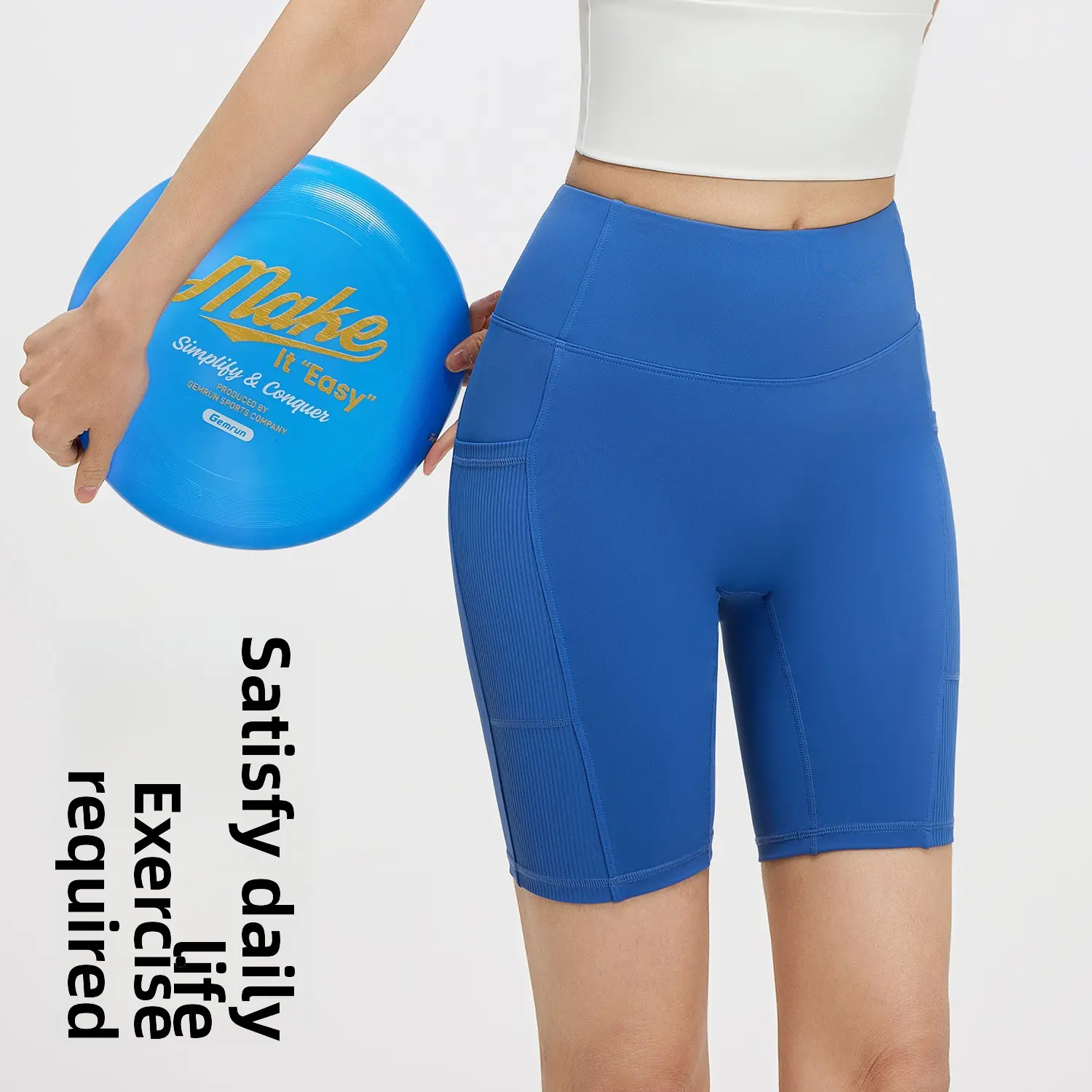 Juyatang striped pocket yoga shorts, wear high waist, hip lift and abdomen, running sports, tight yoga pants for women