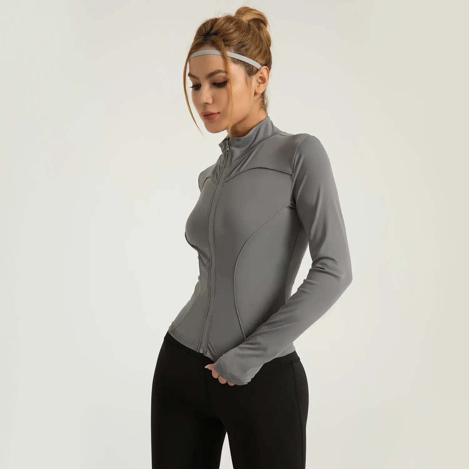 New line yoga jacket stand-up collar slim slim night running reflective sports jacket female fitness femme