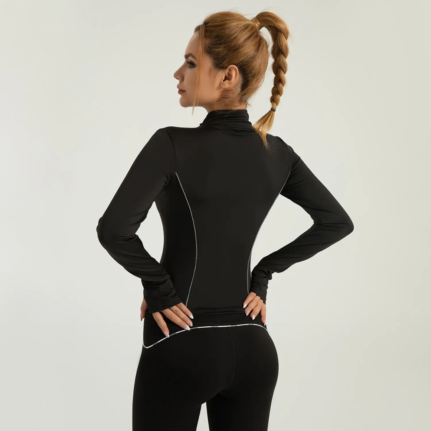 New line yoga jacket stand-up collar slim slim night running reflective sports jacket female fitness femme