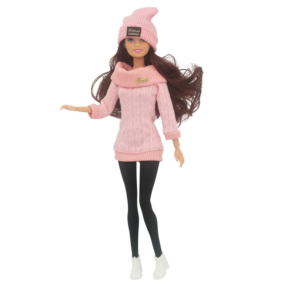 1 Set 1/6 Doll Casual Clothes Shoes Hats Winter Wear Sweaters Pants Girl Doll Wearing Set For 29~32cm Doll Clothes Accessories