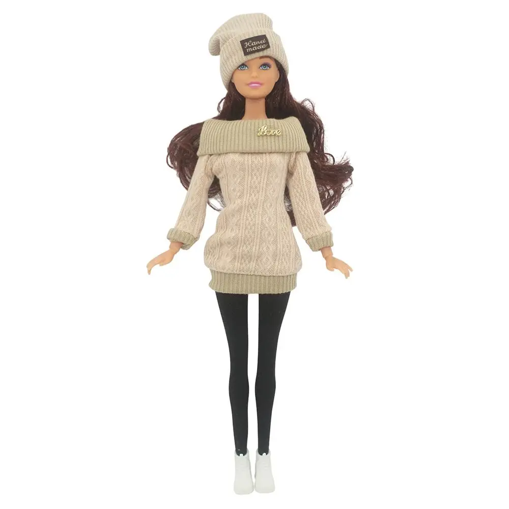 1 Set 1/6 Doll Casual Clothes Shoes Hats Winter Wear Sweaters Pants Girl Doll Wearing Set For 29~32cm Doll Clothes Accessories