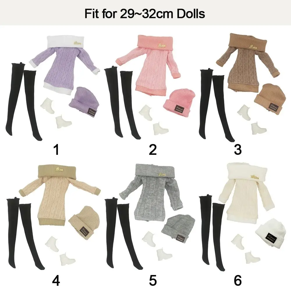 1 Set 1/6 Doll Casual Clothes Shoes Hats Winter Wear Sweaters Pants Girl Doll Wearing Set For 29~32cm Doll Clothes Accessories