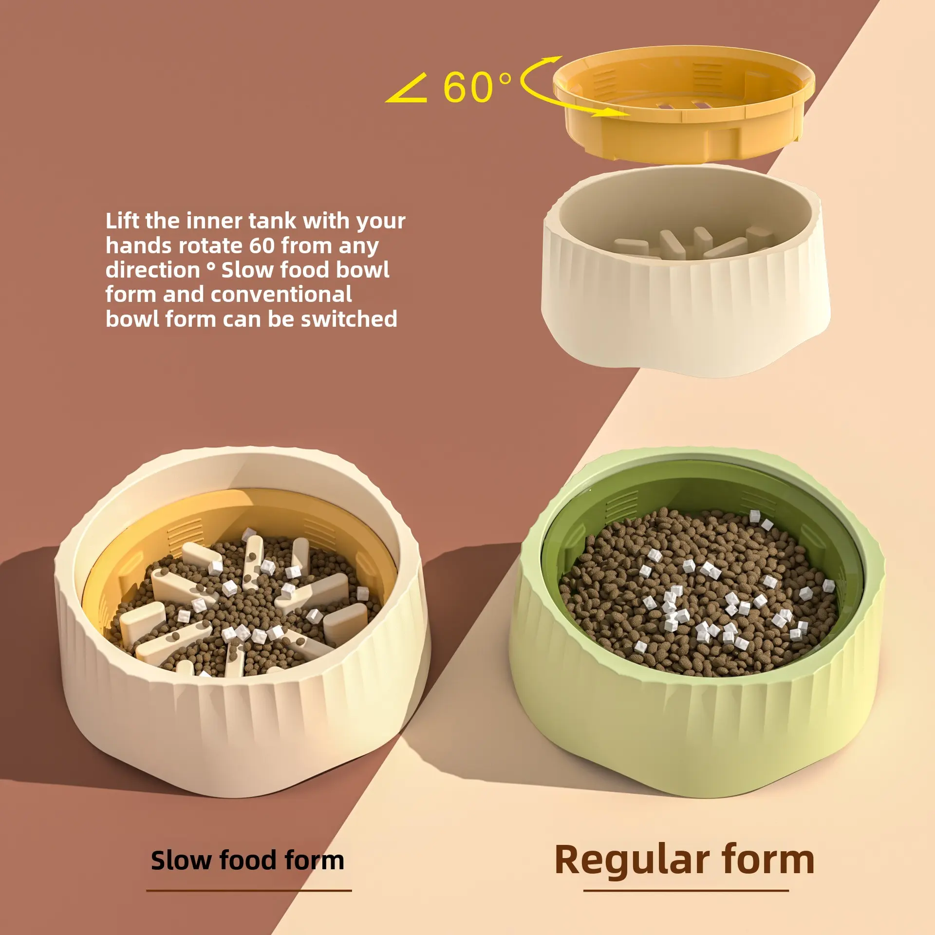 Pet Slow Food Bowl 2-in-1 cross-border new dog anti-upset dog bowl Cat and dog supplies plastic non-slip dog bowl