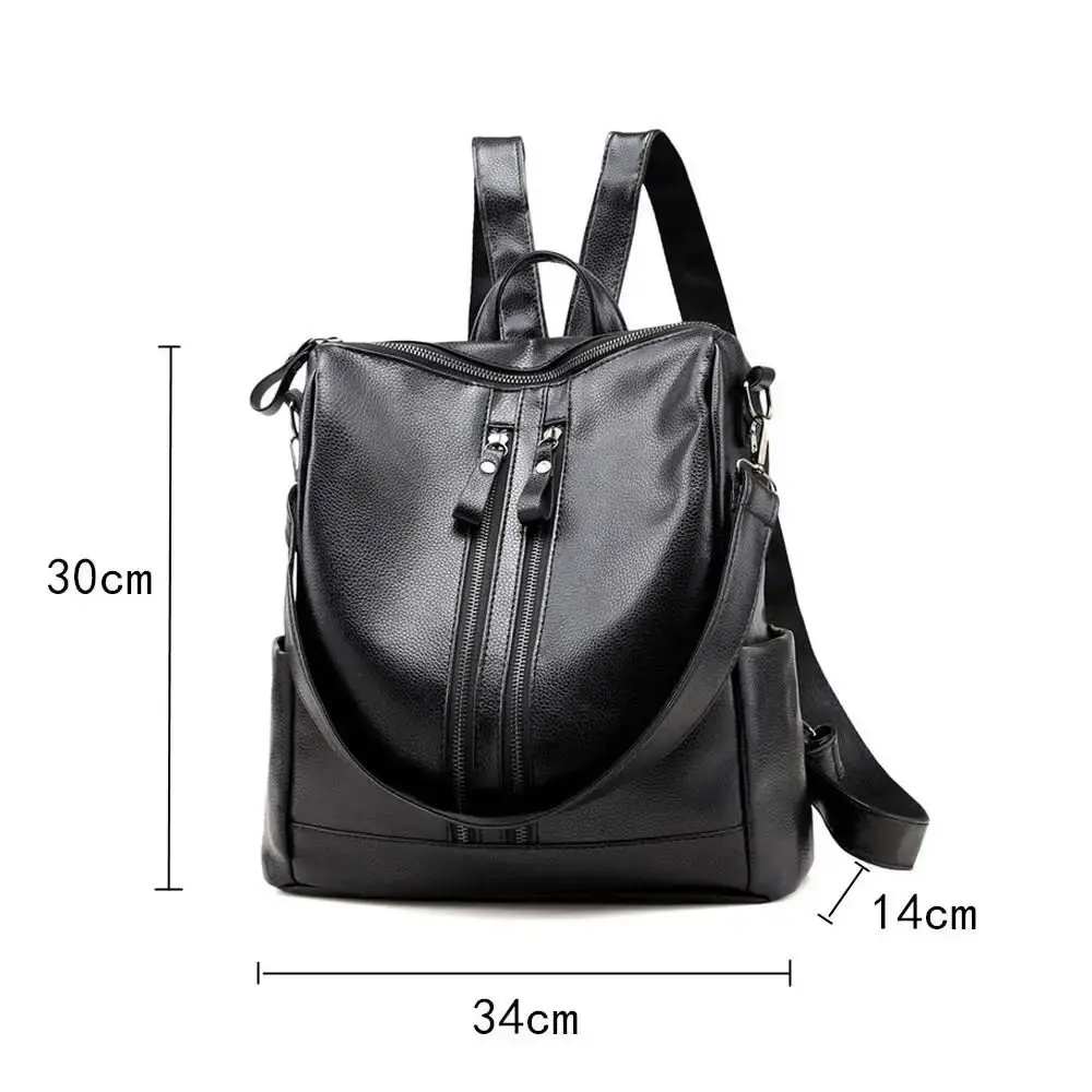 Women Soft Backpack School Leather Black Casual Multifunctional College Bag Large Capacity Shoulder Bags Travel Tote Backpack