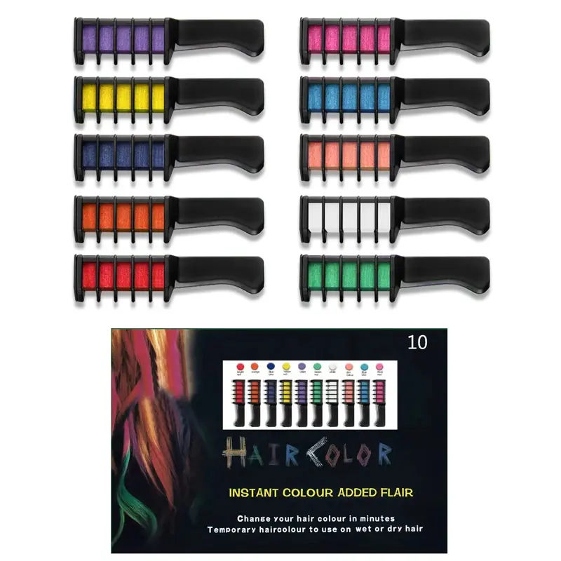 10PCS Children Multi Color Hair Dye Comb Set Fashion Makeup Toy Kits Disposable Hair Dyeing Comb Toys For Girl Paint Hair