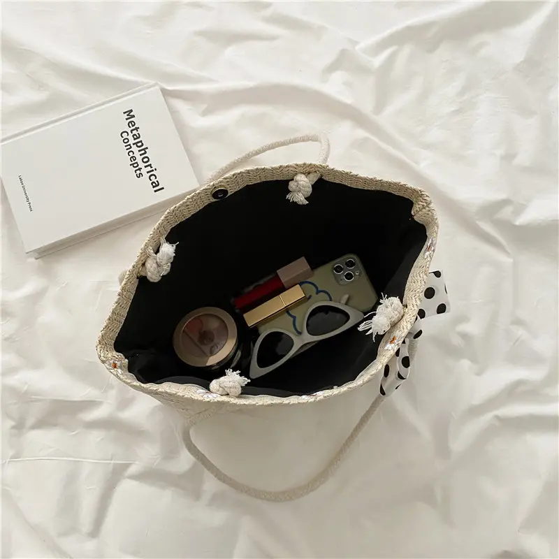 Straw bag women's new summer fresh simple flower woven beach bag fashion shoulder Tote women's bag handbag  bags for women