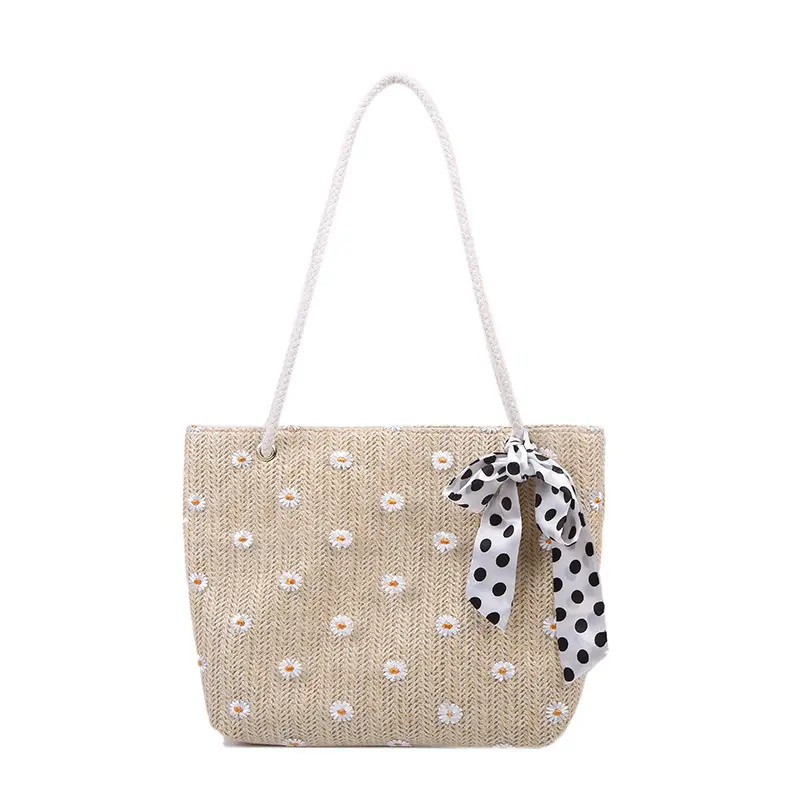 Straw bag women's new summer fresh simple flower woven beach bag fashion shoulder Tote women's bag handbag  bags for women
