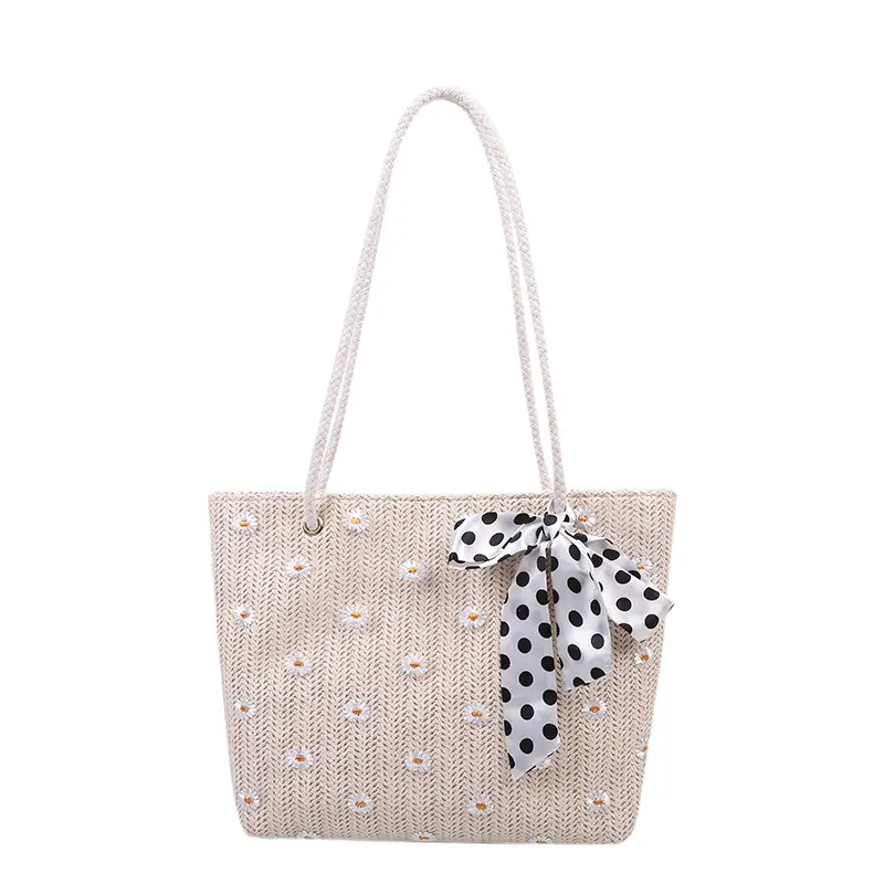 Straw bag women's new summer fresh simple flower woven beach bag fashion shoulder Tote women's bag handbag  bags for women