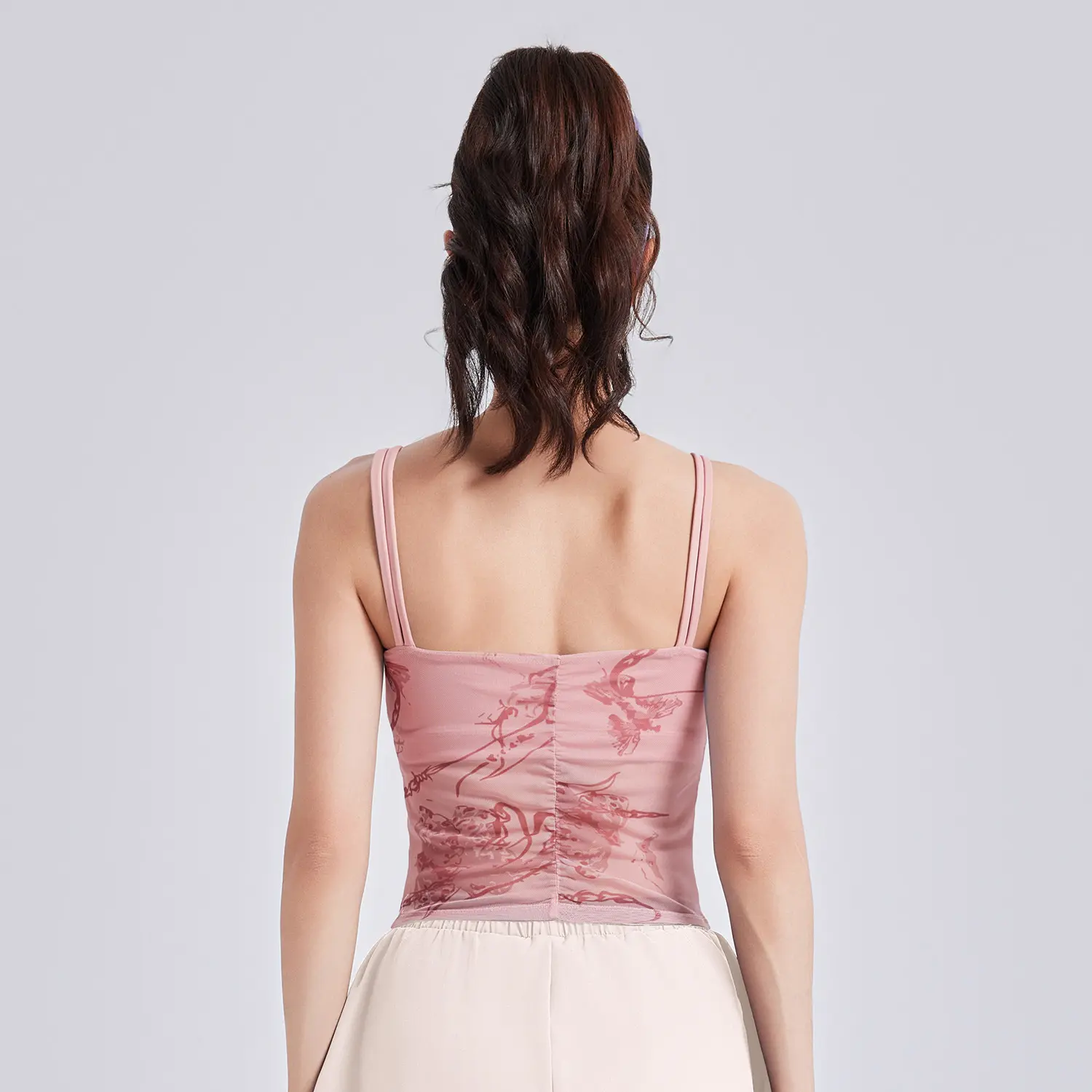 Juyitang's new national style printed yoga vest integrated fixed cup outer wear sports underwear sling women