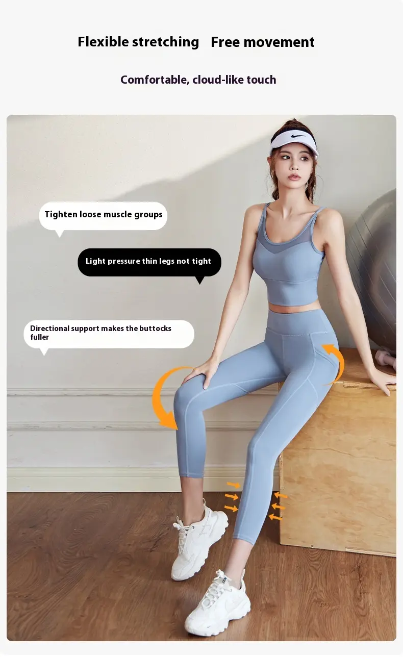 Processing, proofing, OEM logo source factory peach mesh side pocket hip yoga pants