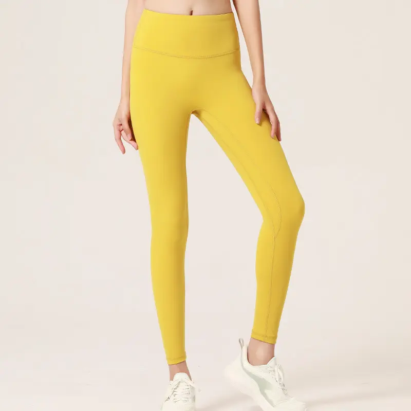 No embarrassment line nude yoga pants women's 2024 new high-waisted peach hip-lifting leggings sports fitness pants