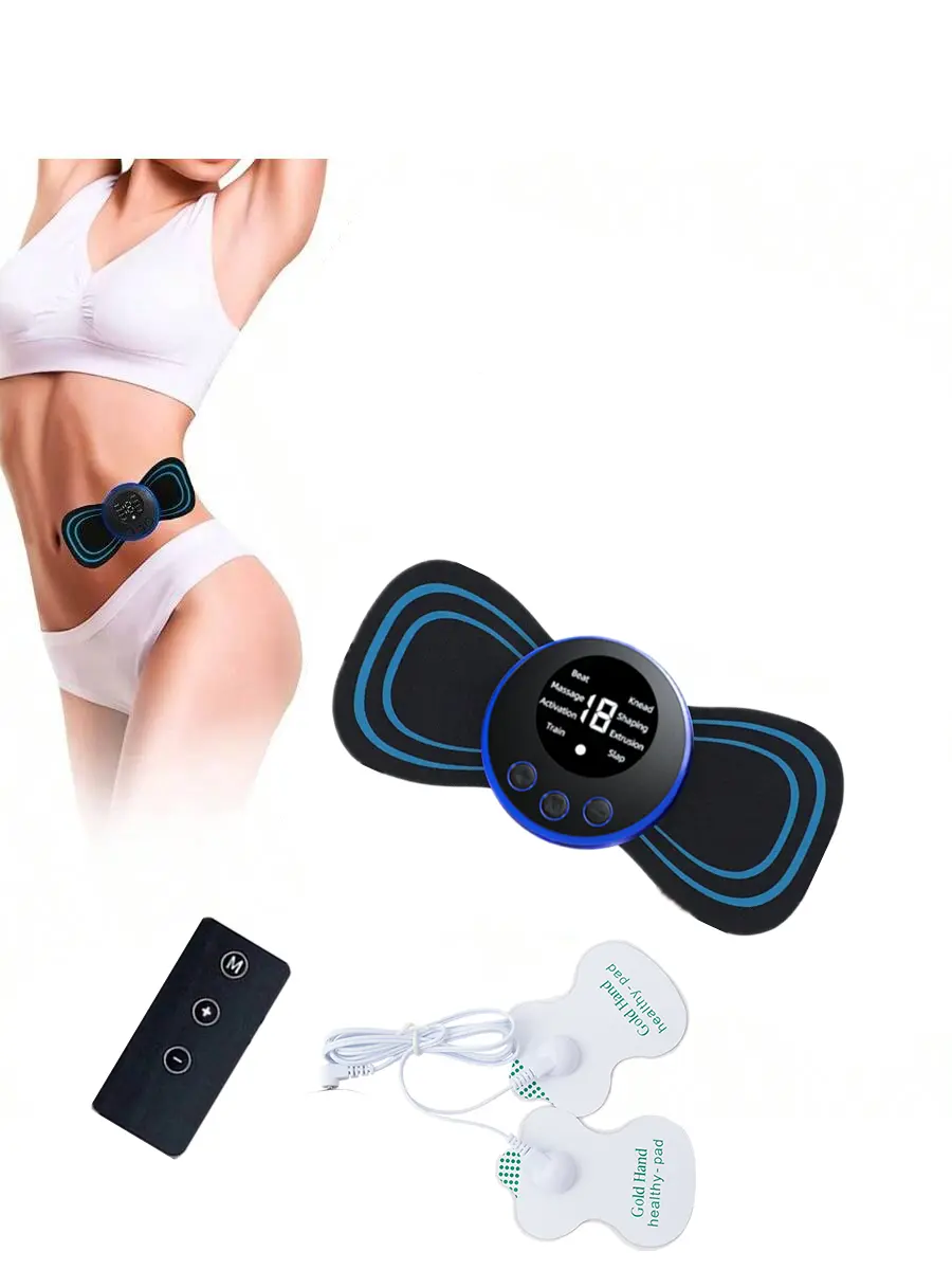 Mini Cervical Spine Patch Remote Control and Portable Massager with Patches for Full Body Massage with Multi-mode Adjustment