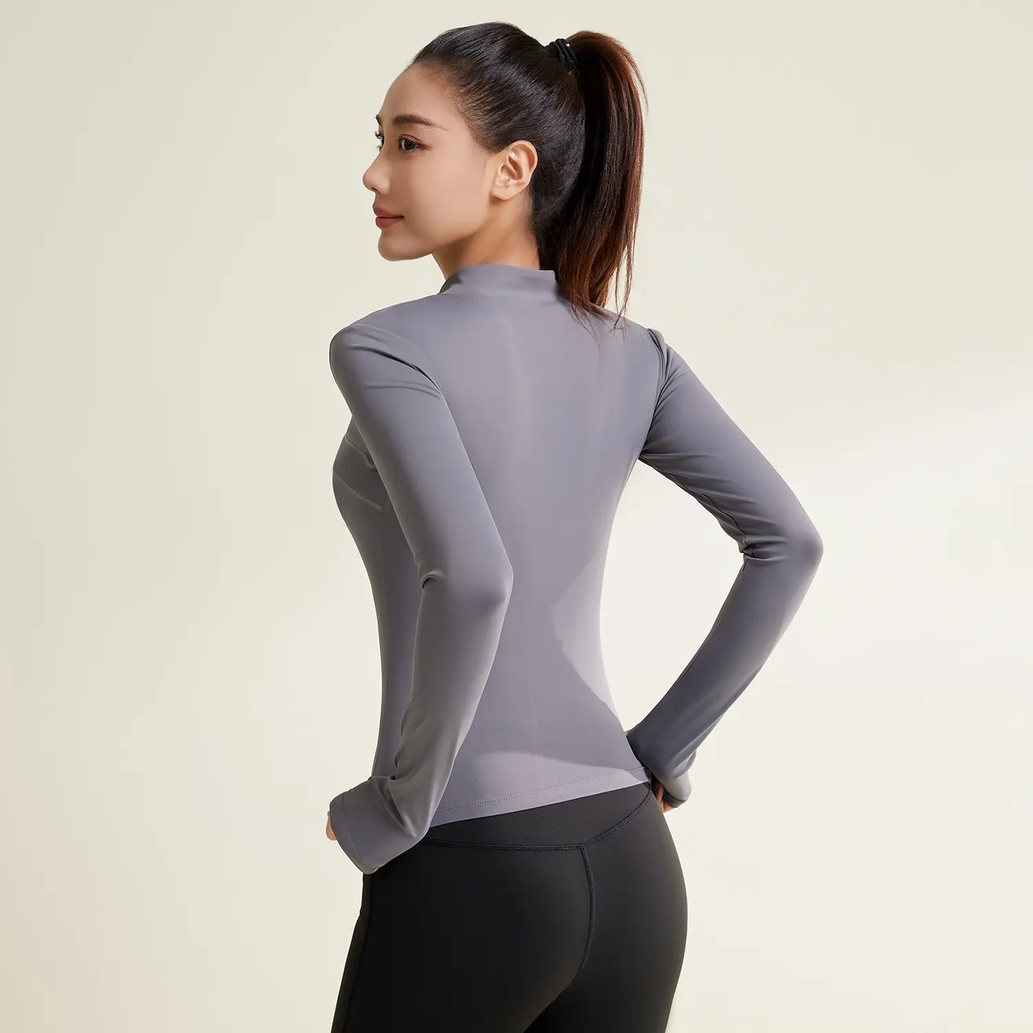 Juyatang Thread Yoga Jacket Breathable UV Protection Fitness Clothing Skinny Light Sunscreen Clothing