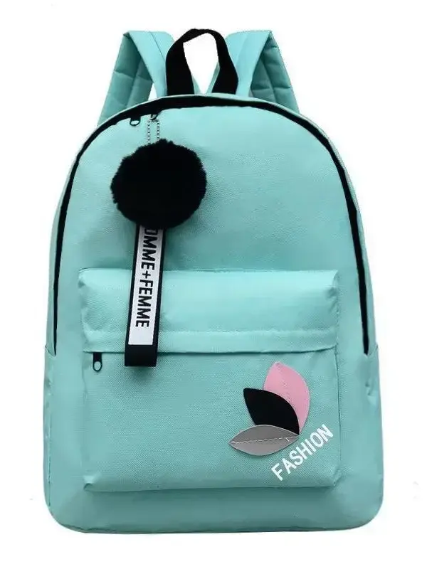 Backpack female new fashion Korean student bag rucksack leisure bag hairball leaves outdoor travel bag