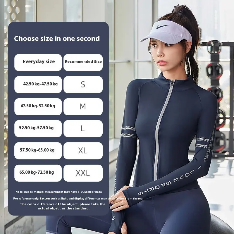 Juyitang autumn and winter velvet letter sports jacket women's warm and seamless sports top tight yoga jacket