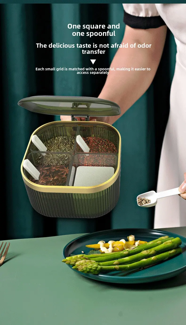 Light luxury seasoning box combination set seasoning bottle jar Household kitchen storage box storage box integrated multi-cell