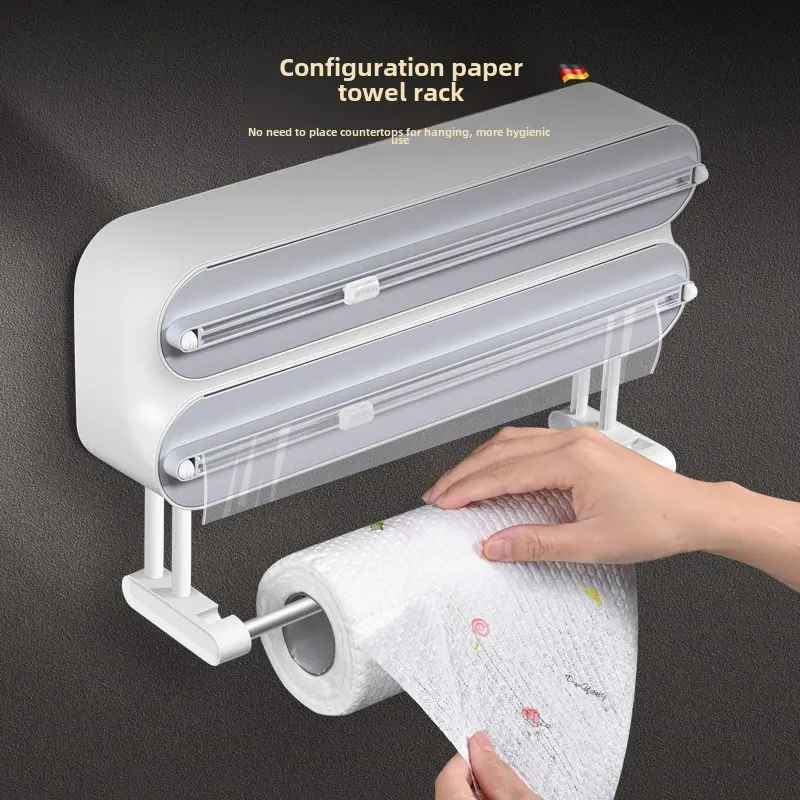 Wall-mounted plastic wrap cutter Multi-functional adjustable kitchen supplies storage baking tinfoil cutter cling film cutter