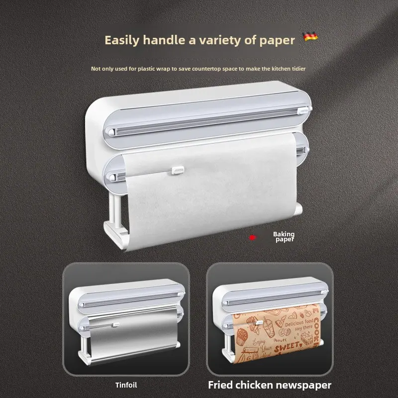 Wall-mounted plastic wrap cutter Multi-functional adjustable kitchen supplies storage baking tinfoil cutter cling film cutter