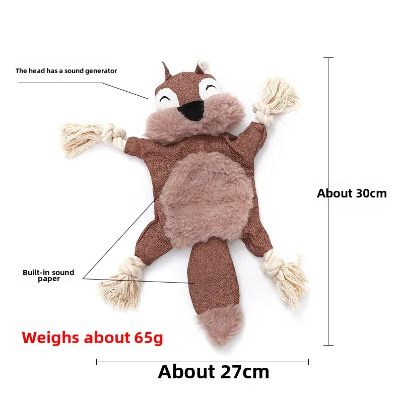 Stuffed squirrel fox model with paper blaring BB dog toy dog accessories  dog toy  plush