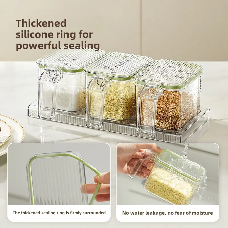 Seasoning box set combination kitchen household sealed moisture-proof seasoning tank Salt tank MSG tank storage box
