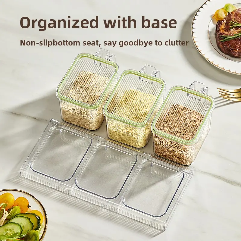 Seasoning box set combination kitchen household sealed moisture-proof seasoning tank Salt tank MSG tank storage box