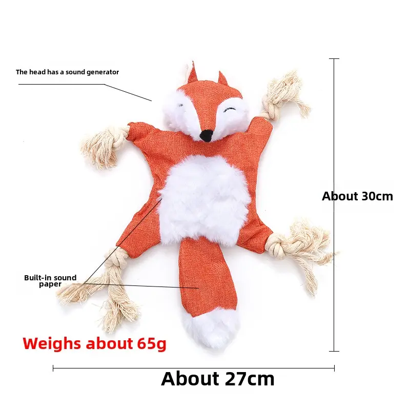 Stuffed squirrel fox model with paper blaring BB dog toy dog accessories  dog toy  plush