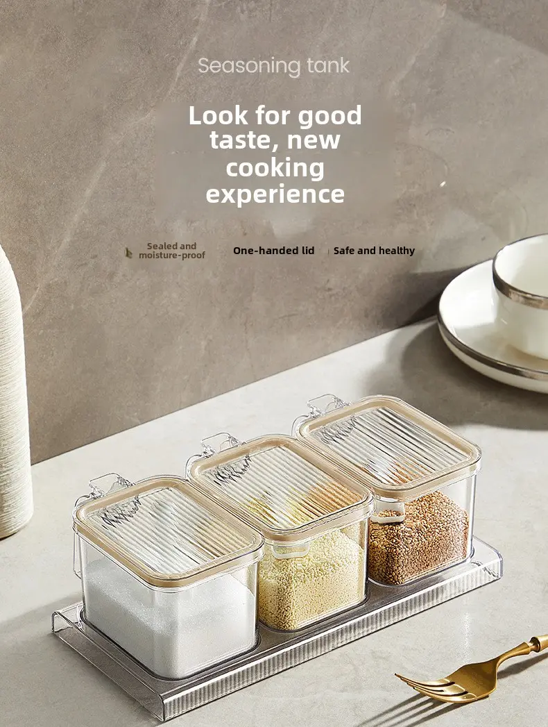 Seasoning box set combination kitchen household sealed moisture-proof seasoning tank Salt tank MSG tank storage box