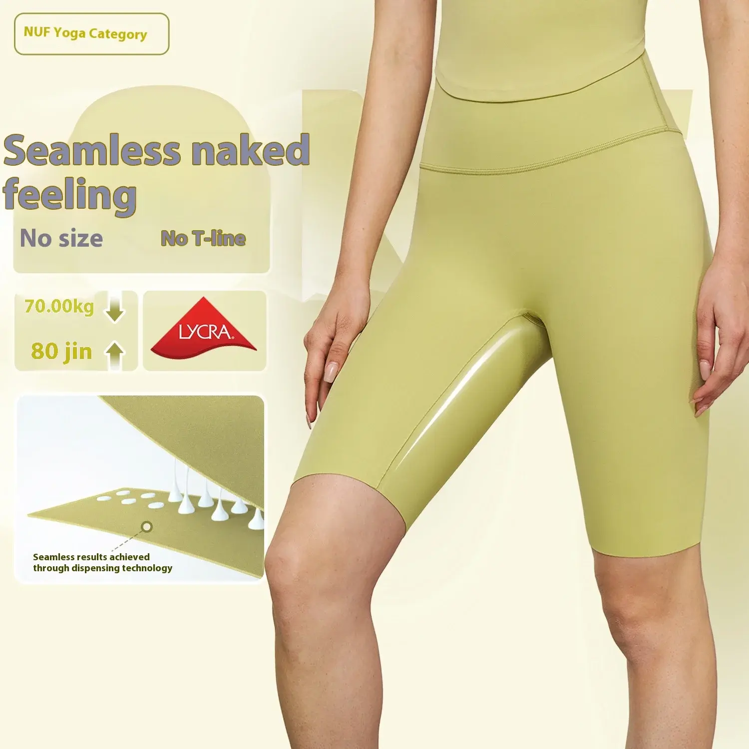No size yoga shorts spring and summer new lycra nude five-point fitness pants outdoor yoga cycling pants women gym shorts