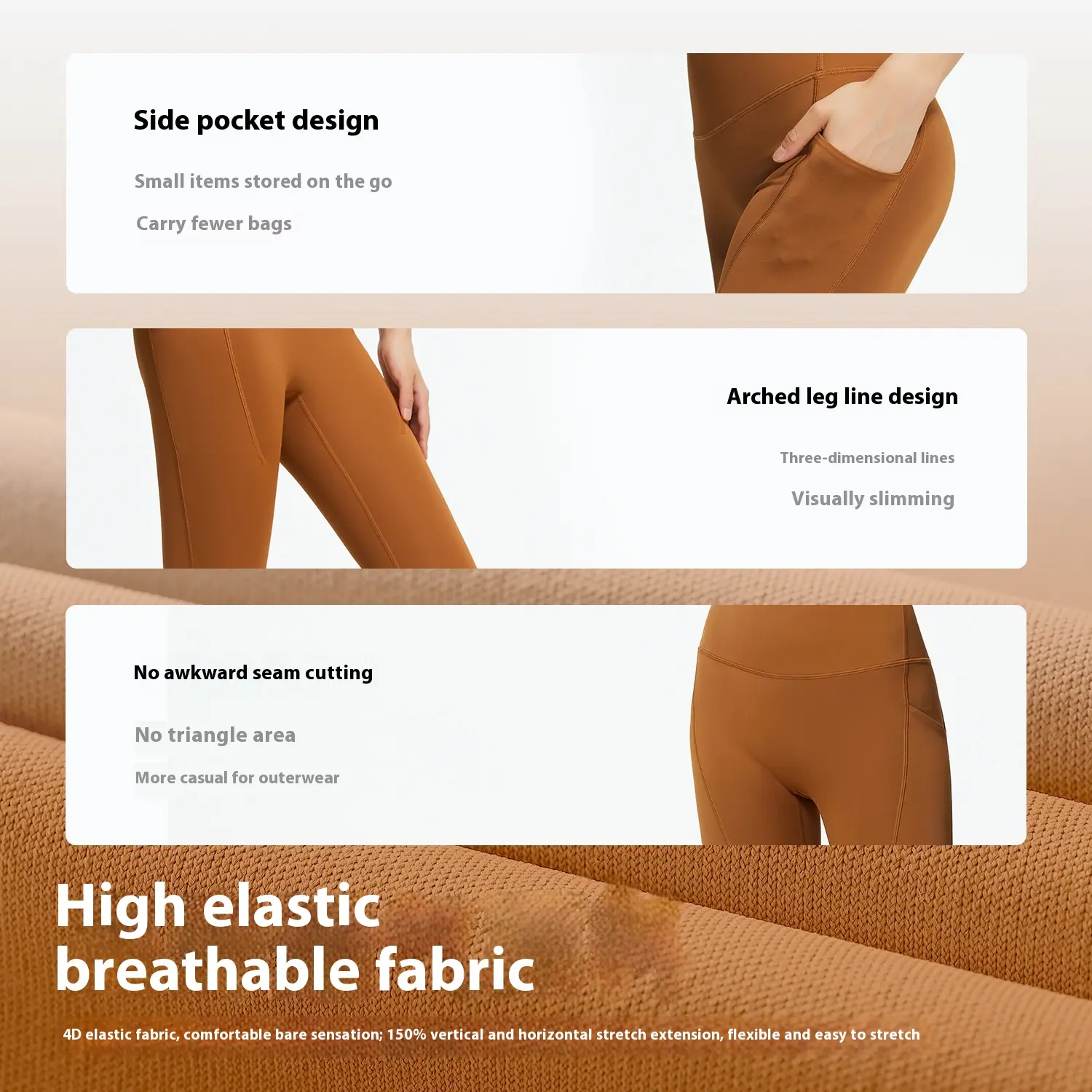 Juyatang hip lift yoga pants nude high waist tight body high elastic side pocket training fitness trousers yoga pants women