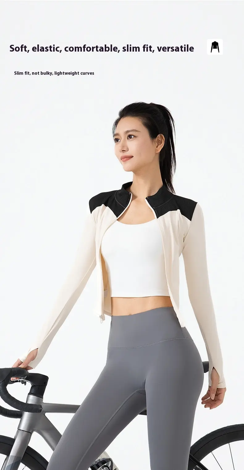 Juyitang's new sports long-sleeved women's slim and thin yoga clothes fitness running sports jacket