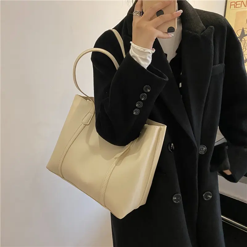 Shoulder bag Feminine commuter bag Soft leather Tote bag Student large capacity simple handbags  bags for women