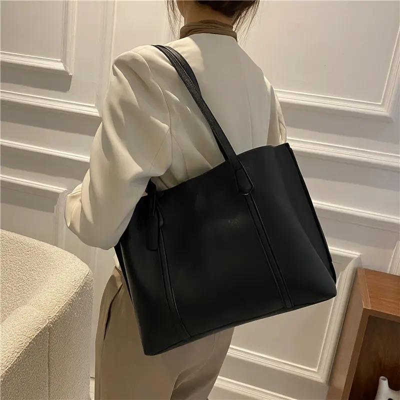 Shoulder bag Feminine commuter bag Soft leather Tote bag Student large capacity simple handbags  bags for women