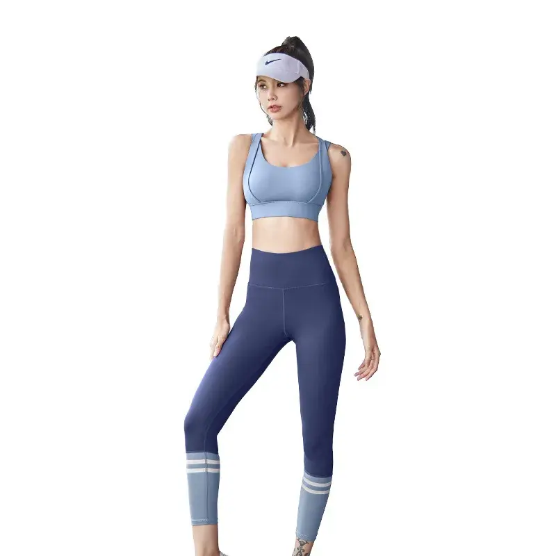 Juyitang peach gathering shock-proof sports suit breathable high waist hip yoga yoga suit
