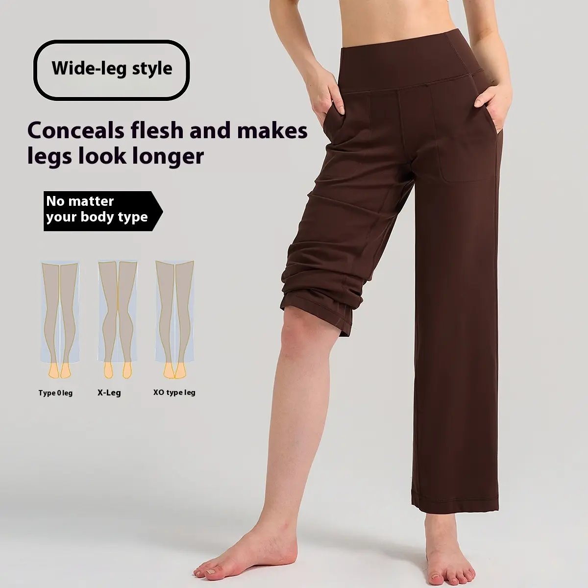 Wide leg pants women nine points high waist loose straight commuter casual sports yoga pants women