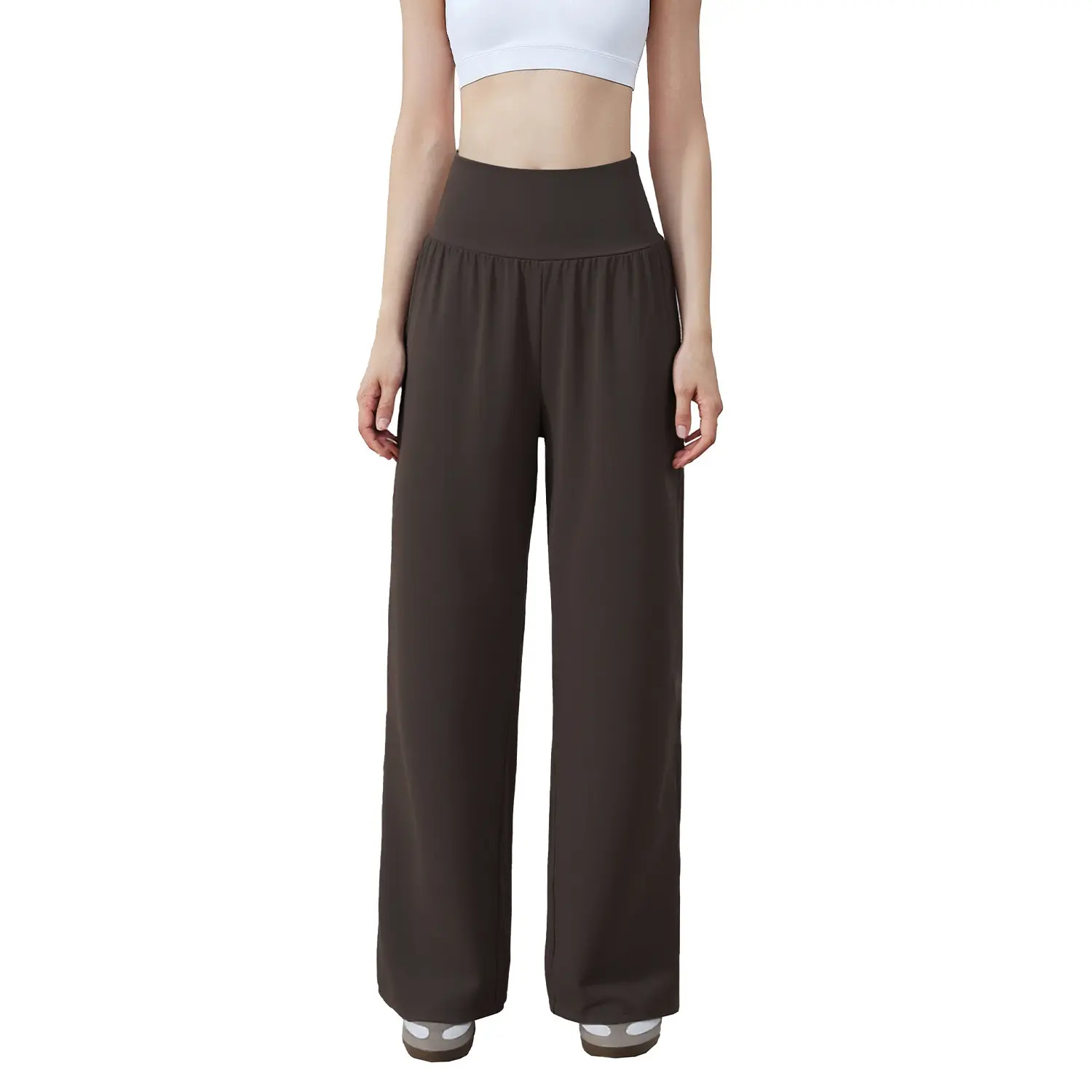 Wide leg pants women nine points high waist loose straight commuter casual sports yoga pants women
