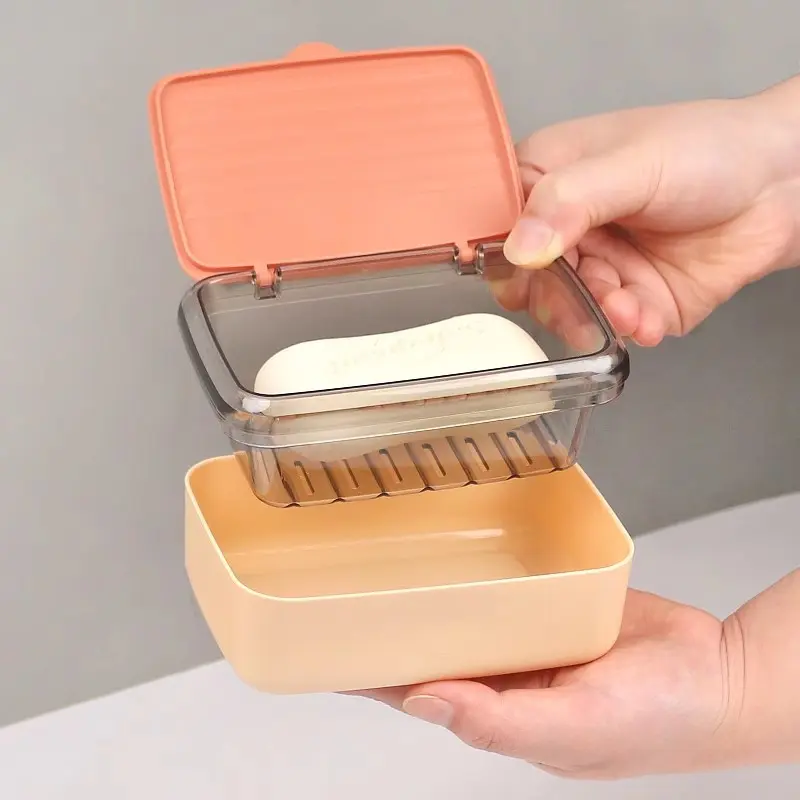 Soap Box with Lid Drain Travel Sealed Box Household Residential Student Dormitory Large Covered Portable Soap Rack