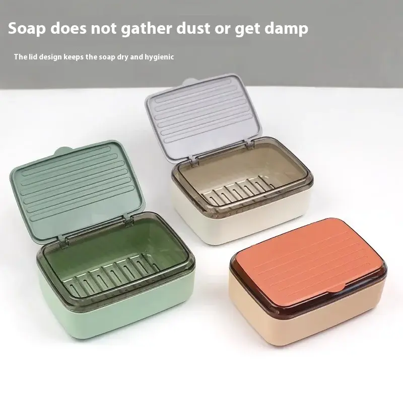 Soap Box with Lid Drain Travel Sealed Box Household Residential Student Dormitory Large Covered Portable Soap Rack