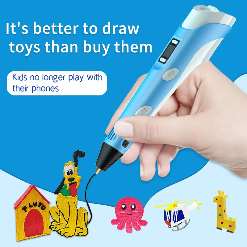 Electronic 3D Printing Pen With LED Display 10M PLA Filament Children USB Drawing Tool Drawing Toy DIY Christmas Birthday Gift