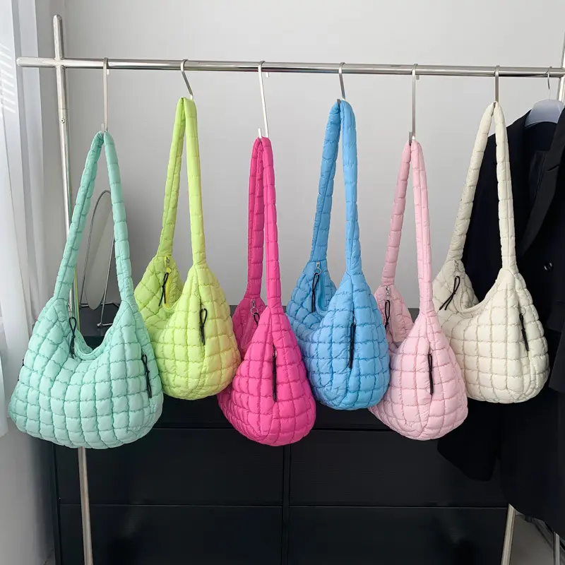 pleated cloud bag fashion one shoulder hand dumpling bag large capacity down cotton underarm women's bag