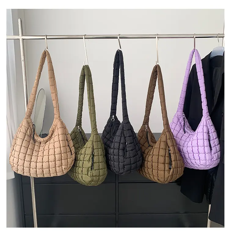 pleated cloud bag fashion one shoulder hand dumpling bag large capacity down cotton underarm women's bag