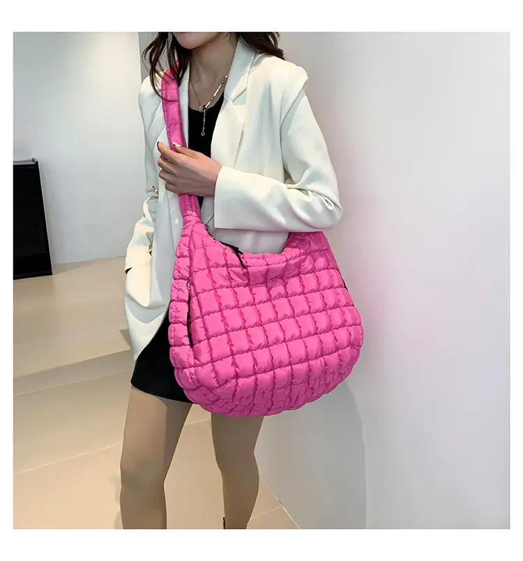 pleated cloud bag fashion one shoulder hand dumpling bag large capacity down cotton underarm women's bag
