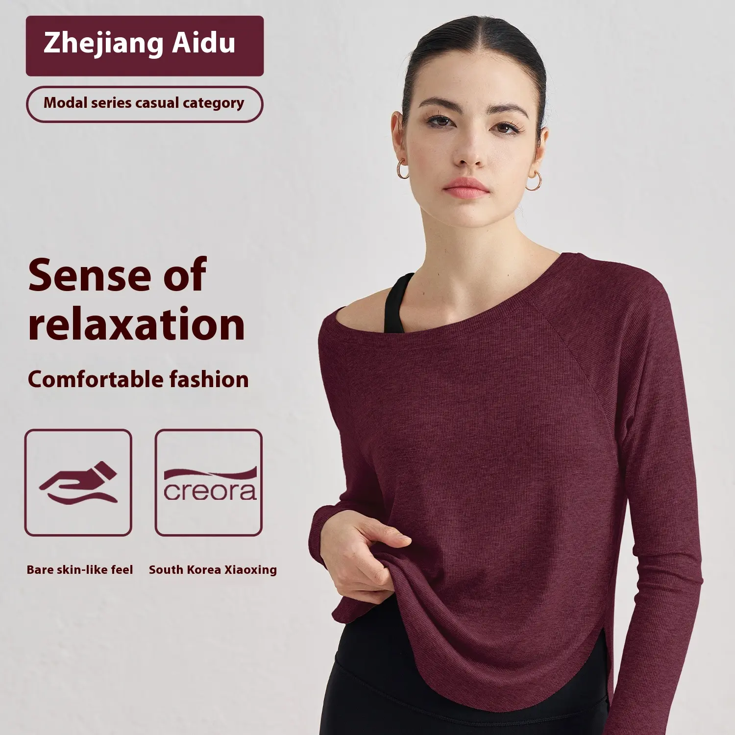 Loose sexy off-the-shoulder casual drape sports long-sleeved yoga top workout tops for women workout tops for women