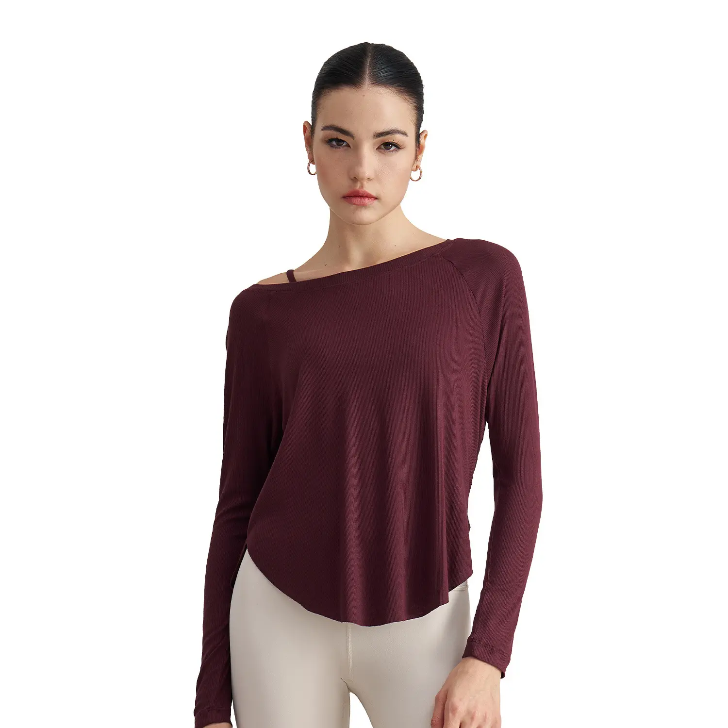 Loose sexy off-the-shoulder casual drape sports long-sleeved yoga top workout tops for women workout tops for women